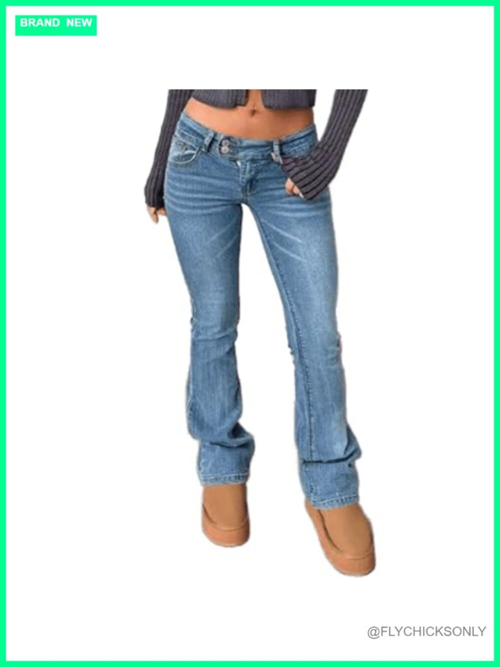Low Rise Stretch Bootcut Flare Jeans Slim Fit Y2K Denim Pants